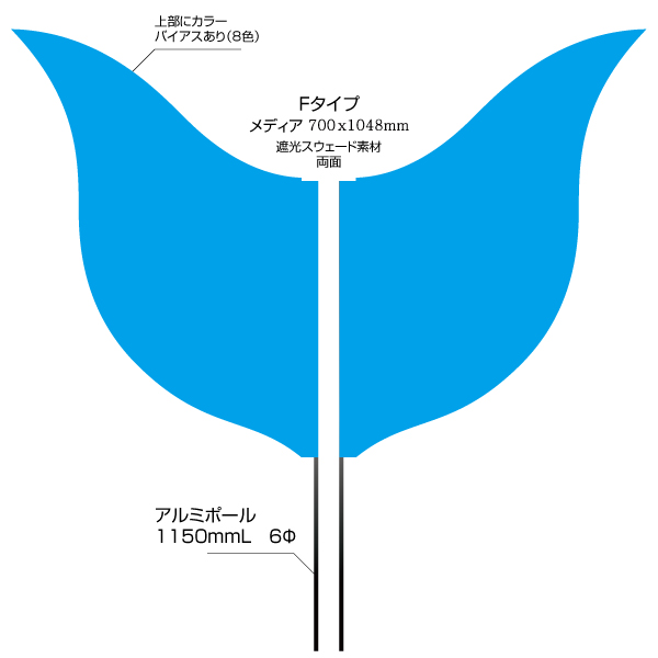 Sフラッグ両面 Fタイプ（700×1048mm）遮光スウェード素材