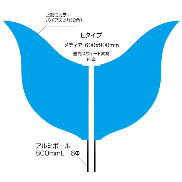 Sフラッグ両面 Eタイプ（600×900mm）遮光スウェード素材