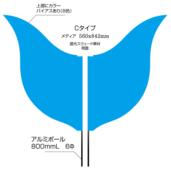 Sフラッグ両面 Cタイプ（560×842mm）遮光スウェード素材