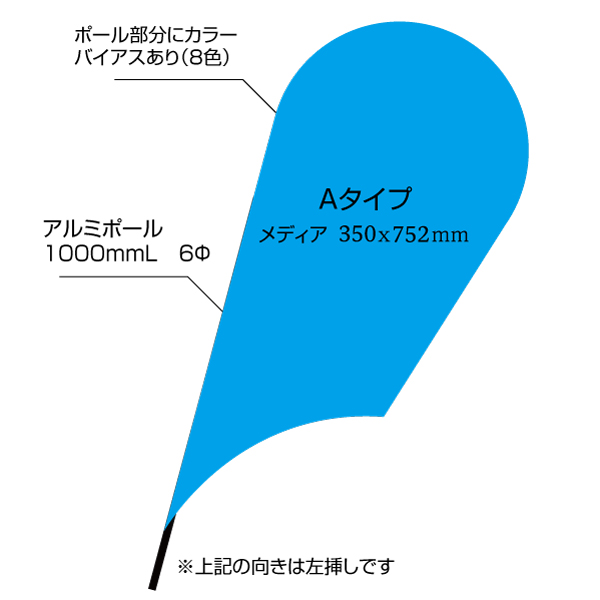 ポップアップフラッグ Cタイプ（350×752mm） ポンジ素材