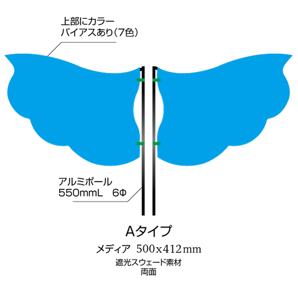 ウェーブフラッグ両面 Aタイプ（500×412mm）遮光スウェード素材