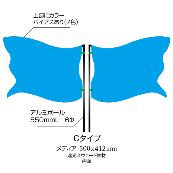ウェーブフラッグ両面 Cタイプ（500×412mm）遮光スウェード素材