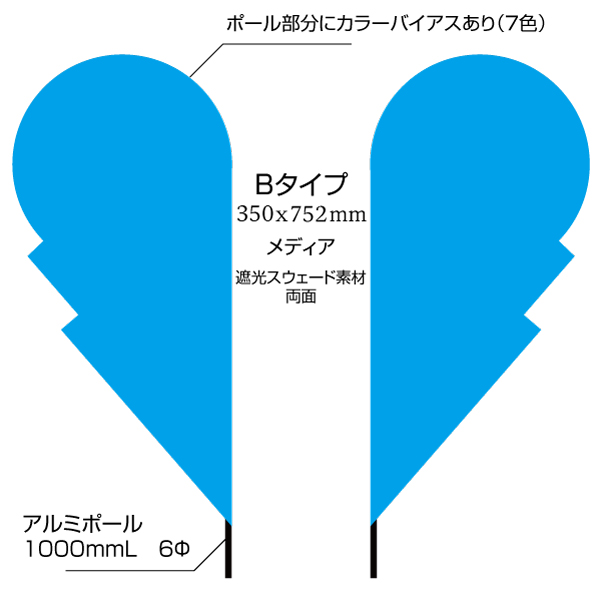 ポップアップフラッグ両面 Bタイプ（350×752mm）ポンジ素材
