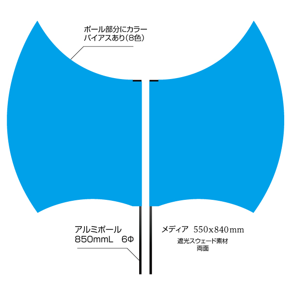 アックスフラッグ両面（550×840mm） 遮光スウェード素材
