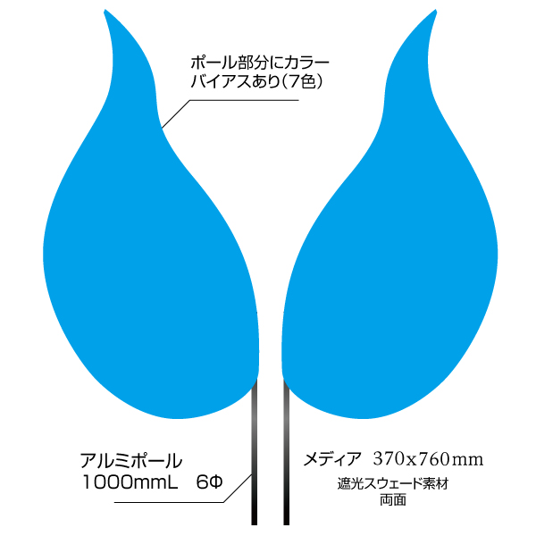ファイアーフラッグ両面（370×76mm） 遮光スウェード素材
