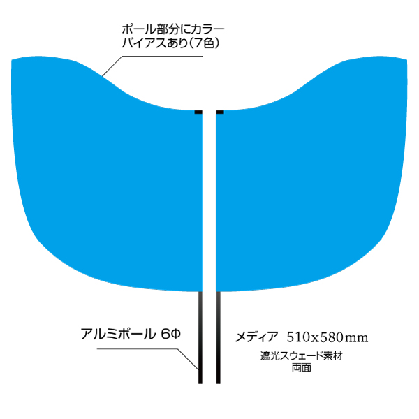 スクープフフラッグ両面（510×580mm） 遮光スウェード素材